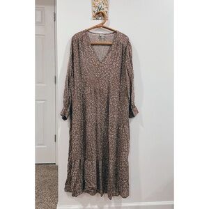 A New Day | Animal Print Brown Maxi Dress with pockets